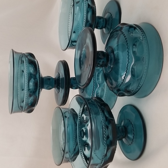 Indiana Colony Kings Crown Blue Sherbet Dishes - Picture 12 of 14
